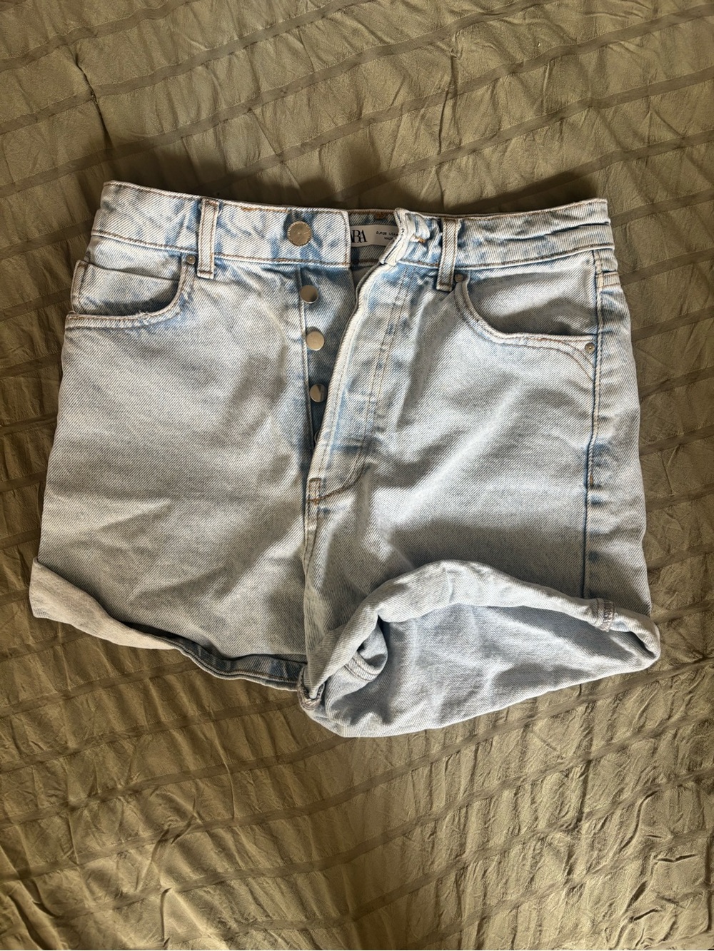 ZARA Light Wash High-Waist Denim Shorts
